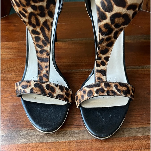 Katherine Kelly Blake T-Strap Natural Leopard Calf Hair Stiletto Heels - Picture 8 of 15